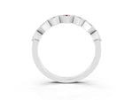 Round Morganite Square Bezel Chevron Band in Silver with Milgrain Detailing_3