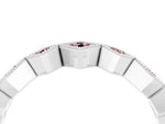 Round Morganite Square Bezel Chevron Band in Silver with Milgrain Detailing_4