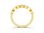 Round Morganite Square Bezel Chevron Band in Yellow gold with Milgrain Detailing_3