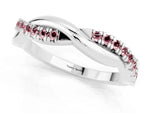 Round Morganite Twisted Infinity Band in Silver with Prong Setting_1