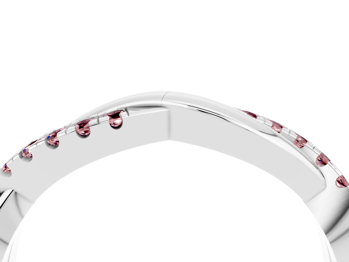 Round Morganite Twisted Infinity Band in White gold with Prong Setting_4