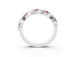 Round Morganite Wave Band in Silver with Channel Setting and Shared Prongs_3
