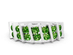 Round Peridot Anniversary Band in Platinum with Channel Setting and Vertical Prongs
