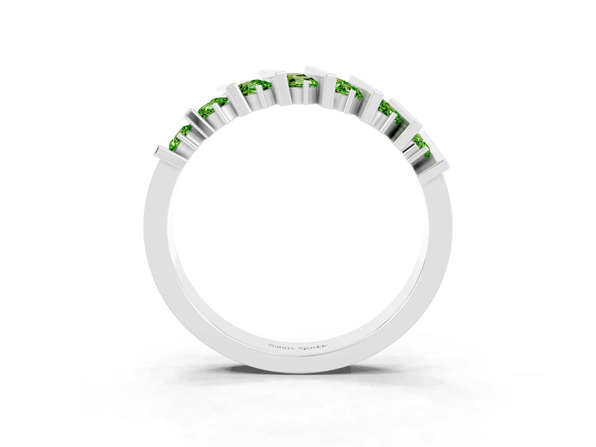 Round Peridot Anniversary Band in Platinum with Channel Setting and Vertical Prongs_3