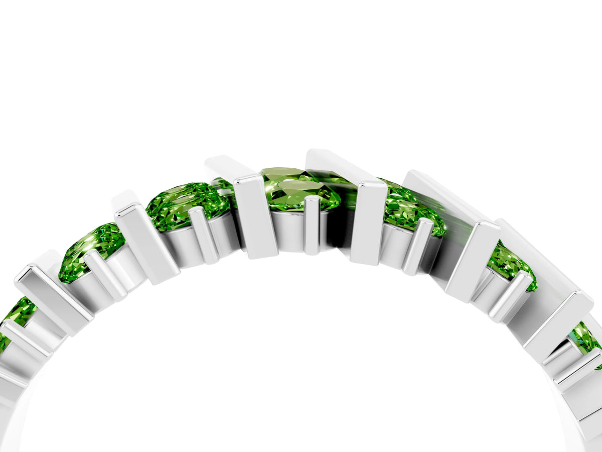 Round Peridot Anniversary Band in Platinum with Channel Setting and Vertical Prongs_4