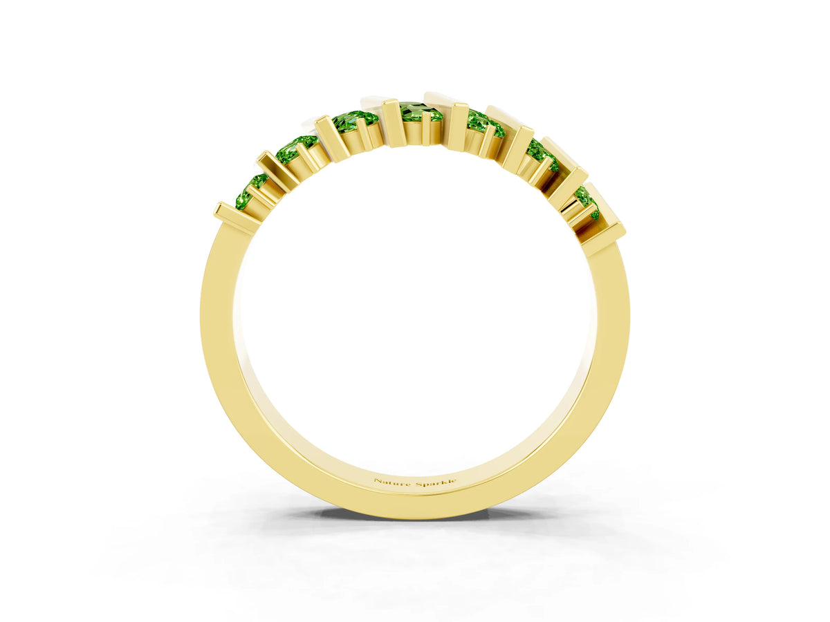 Round Peridot Anniversary Band in Yellow gold with Channel Setting and Vertical Prongs_3