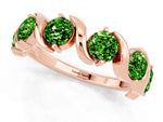 Round Peridot Half Eternity Band in Rose gold with Wave Prong Setting_1