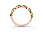 Round Peridot Half Eternity Band in Rose gold with Wave Prong Setting_3