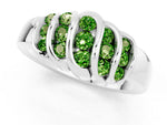 Round Peridot Multi-Row Crossover Band in Silver with Polished Curves_1