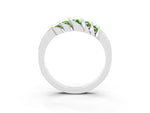 Round Peridot Multi-Row Crossover Band in Silver with Polished Curves_3