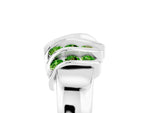 Round Peridot Multi-Row Crossover Band in Silver with Polished Curves_5