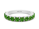 Round Peridot Polished Half Eternity Band in Platinum with Classic Prong Setting