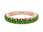 Round Peridot Polished Half Eternity Band in Rose gold with Classic Prong Setting