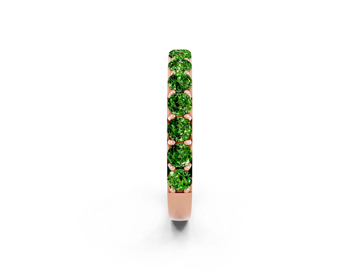 Round Peridot Polished Half Eternity Band in Rose gold with Classic Prong Setting_2