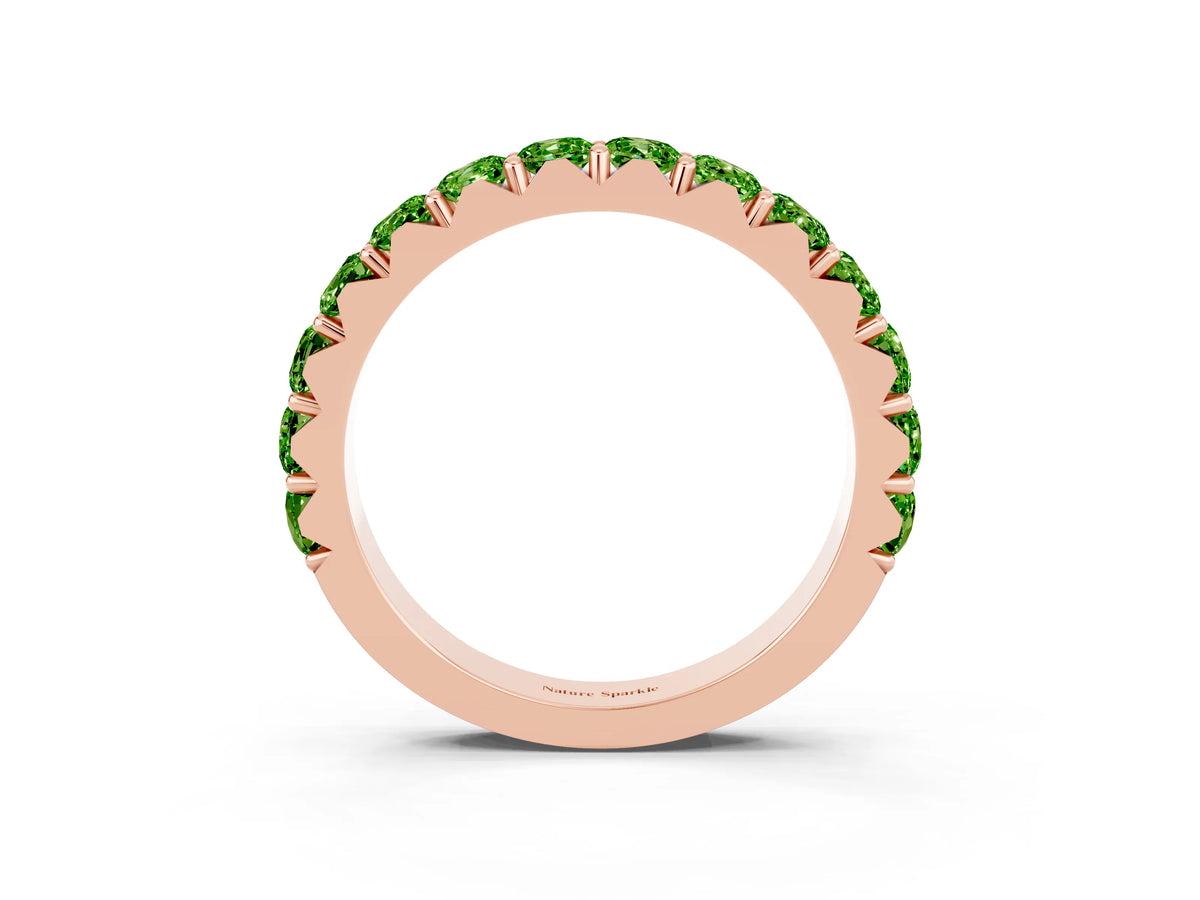 Round Peridot Polished Half Eternity Band in Rose gold with Classic Prong Setting_3