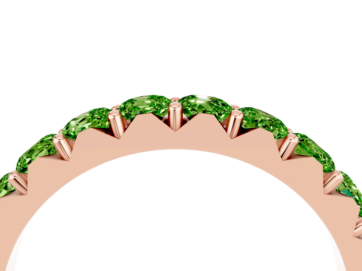 Round Peridot Polished Half Eternity Band in Rose gold with Classic Prong Setting_4