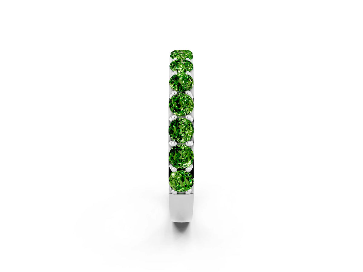 Round Peridot Polished Half Eternity Band in Silver with Classic Prong Setting_2