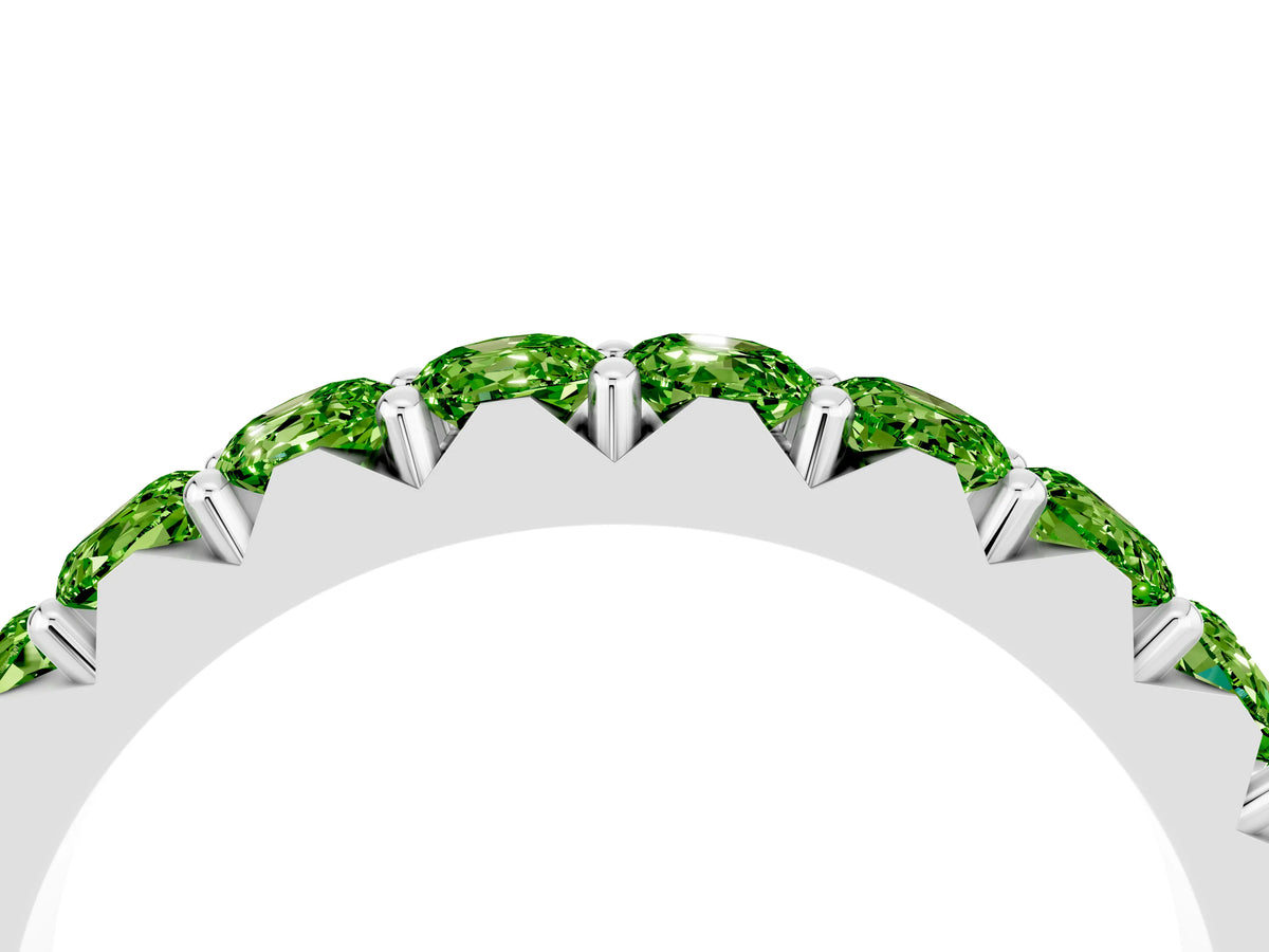 Round Peridot Polished Half Eternity Band in Silver with Classic Prong Setting_4