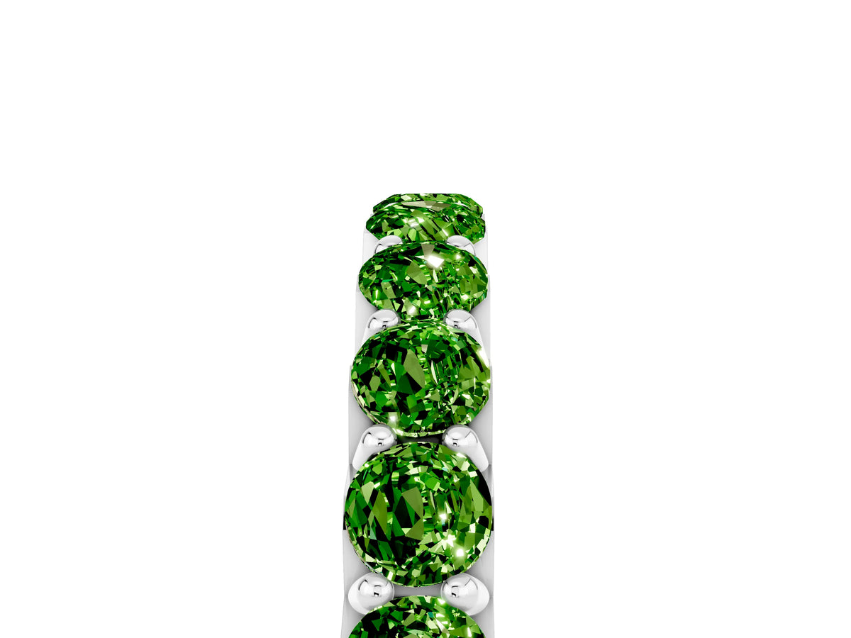 Round Peridot Polished Half Eternity Band in Silver with Classic Prong Setting_5