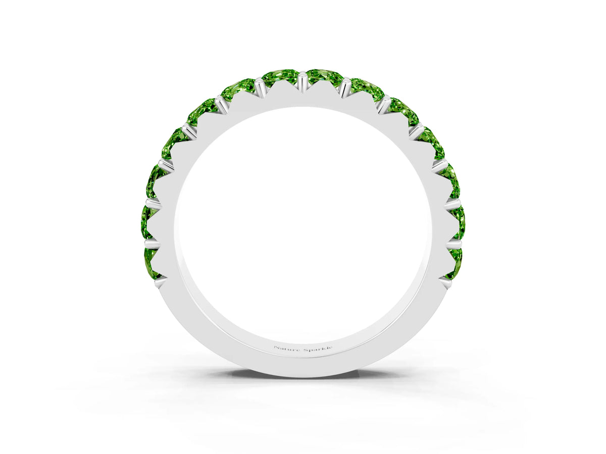 Round Peridot Polished Half Eternity Band in White gold with Classic Prong Setting_3