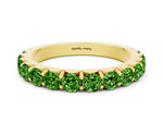 Round Peridot Polished Half Eternity Band in Yellow gold with Classic Prong Setting