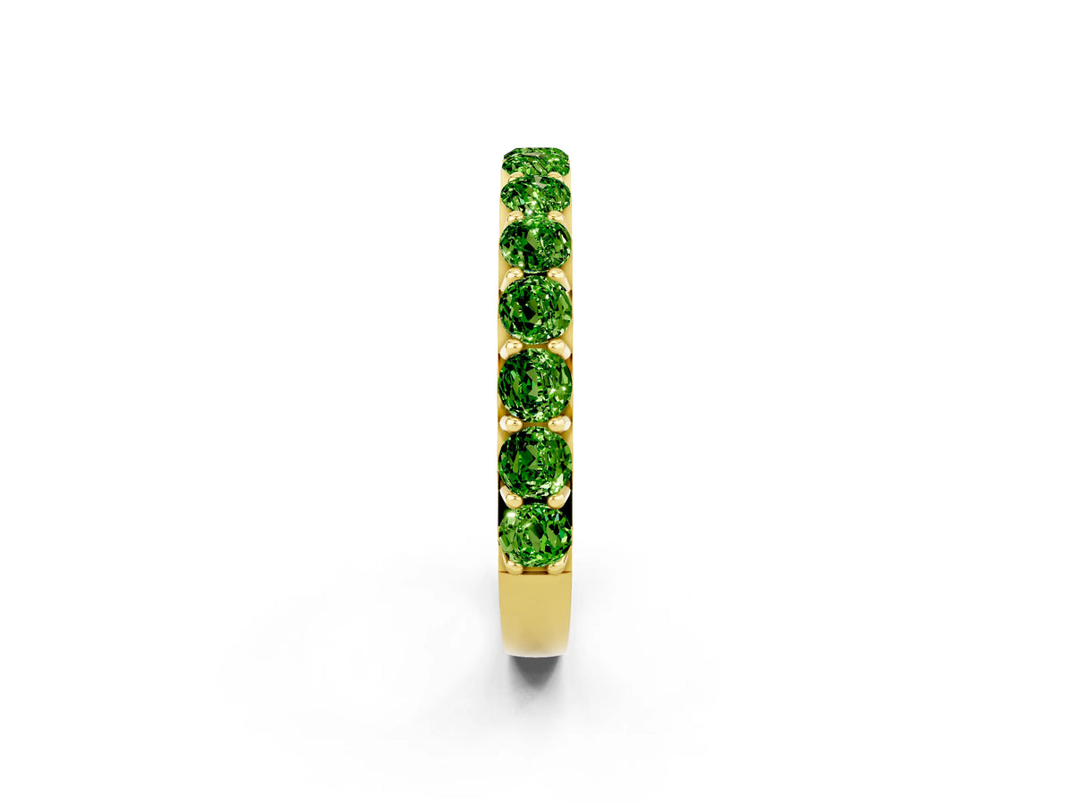 Round Peridot Polished Half Eternity Band in Yellow gold with Classic Prong Setting_2