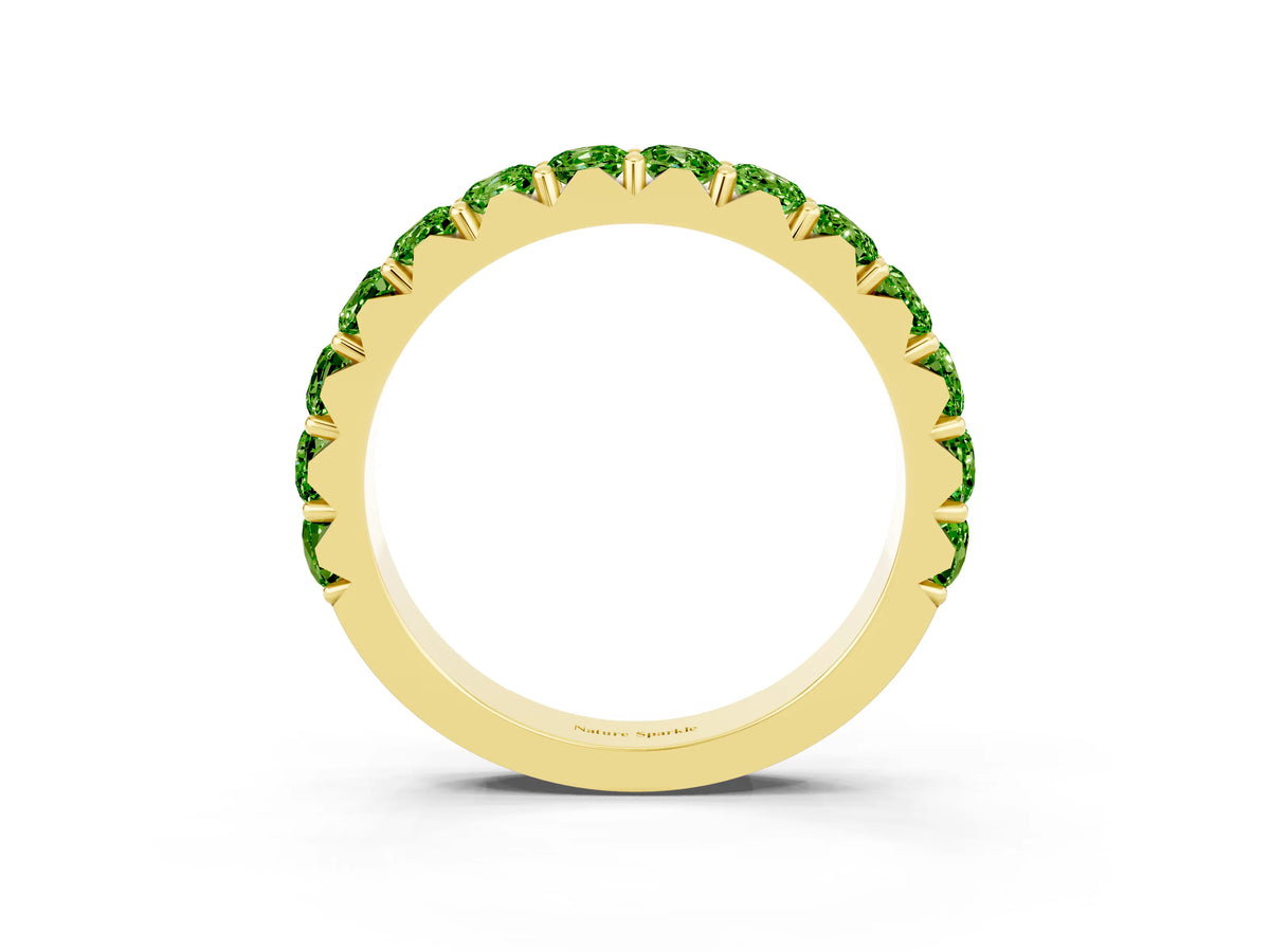 Round Peridot Polished Half Eternity Band in Yellow gold with Classic Prong Setting_3