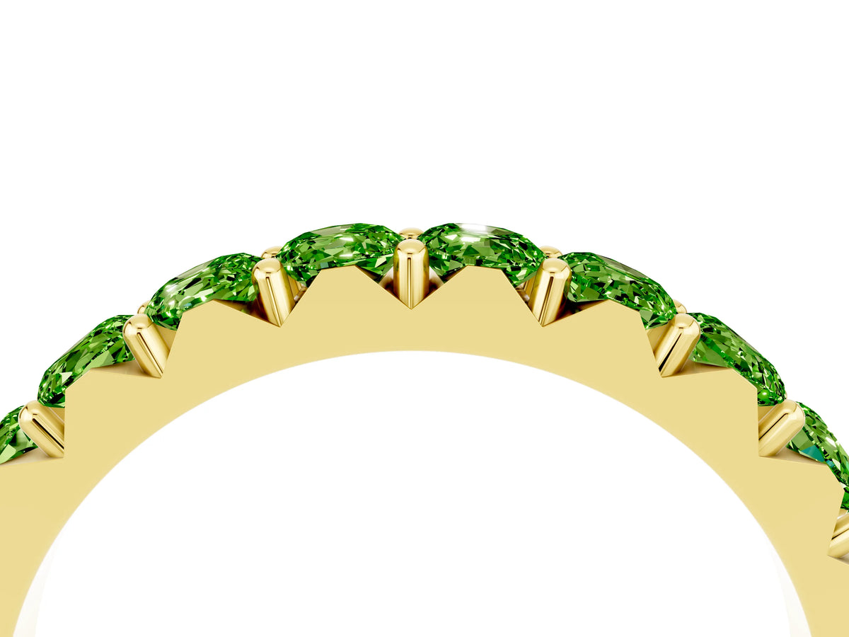 Round Peridot Polished Half Eternity Band in Yellow gold with Classic Prong Setting_4