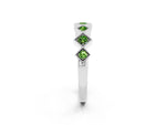 Round Peridot Square Bezel Chevron Band in Platinum with Milgrain Detailing_2