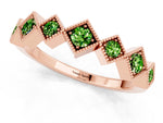 Round Peridot Square Bezel Chevron Band in Rose gold with Milgrain Detailing_1