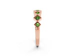 Round Peridot Square Bezel Chevron Band in Rose gold with Milgrain Detailing_2
