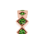 Round Peridot Square Bezel Chevron Band in Rose gold with Milgrain Detailing_5