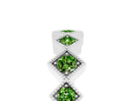 Round Peridot Square Bezel Chevron Band in Silver with Milgrain Detailing_5