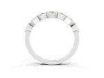 Round Peridot Square Bezel Chevron Band in White gold with Milgrain Detailing_3