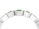 Round Peridot Square Bezel Chevron Band in White gold with Milgrain Detailing_4