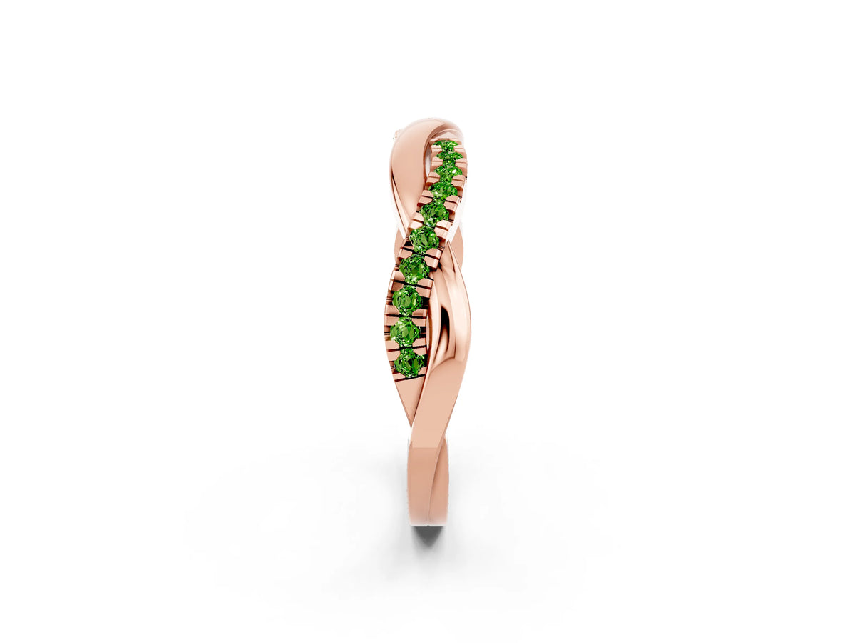 Round Peridot Twisted Infinity Band in Rose gold with Prong Setting_2