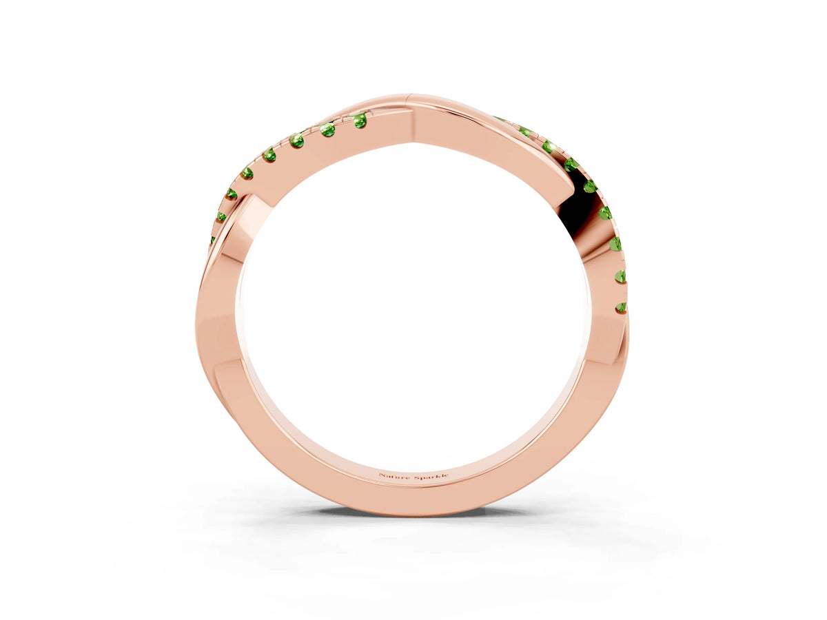 Round Peridot Twisted Infinity Band in Rose gold with Prong Setting_3