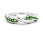 Round Peridot Twisted Infinity Band in Silver with Prong Setting