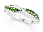 Round Peridot Twisted Infinity Band in Silver with Prong Setting_1