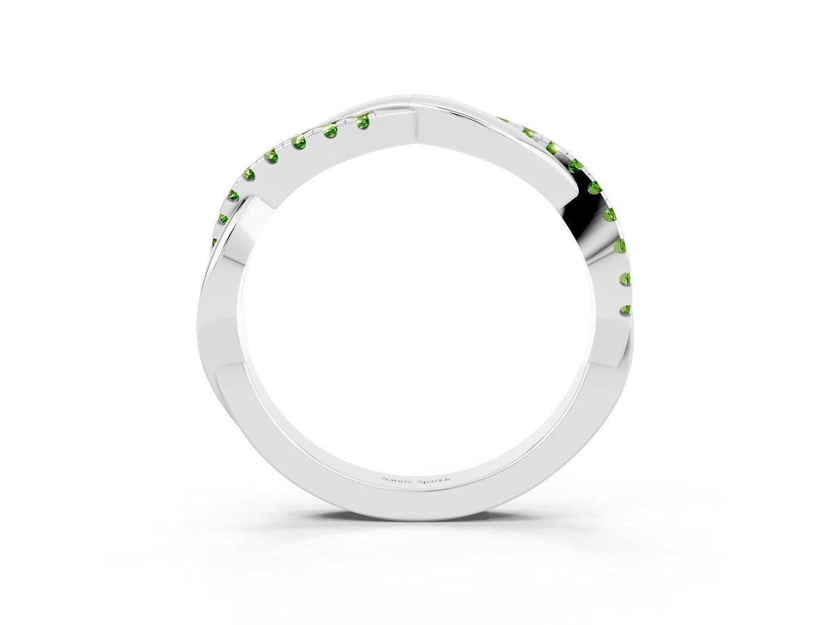 Round Peridot Twisted Infinity Band in Silver with Prong Setting_3