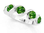 Round Peridot Wave Band in Silver with Channel Setting and Shared Prongs_1
