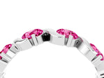 Round Pink Sapphire Half Eternity Band in Platinum with Wave Prong Setting_4