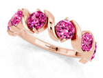 Round Pink Sapphire Half Eternity Band in Rose gold with Wave Prong Setting_1