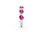 Round Pink Sapphire Half Eternity Band in Silver with Wave Prong Setting_2