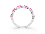 Round Pink Sapphire Half Eternity Band in White gold with Wave Prong Setting_3