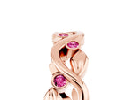Round Pink Sapphire Leaf Motif Eternity Band in Rose gold with Bezel Setting_5