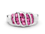 Round Pink Sapphire Multi-Row Crossover Band in Platinum with Polished Curves