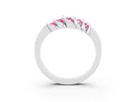 Round Pink Sapphire Multi-Row Crossover Band in Platinum with Polished Curves_3