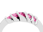 Round Pink Sapphire Multi-Row Crossover Band in Platinum with Polished Curves_4