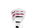 Round Pink Sapphire Multi-Row Crossover Band in Platinum with Polished Curves_5